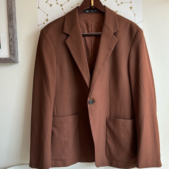 Zara Other - ⚜️NWOT⚜️ TWO BUTTON BLAZER ⚜️ ZARA ⚜️ BROWN ⚜️44R